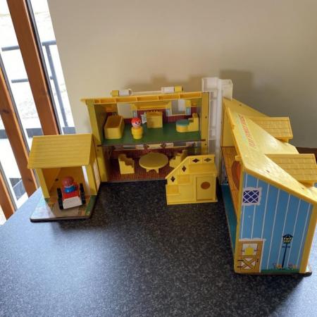 Image 1 of Vintage Fisher Price play Family House, furniture, figures