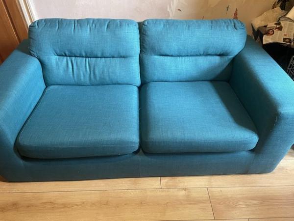 Image 3 of Teal two seater sofa but fits 3