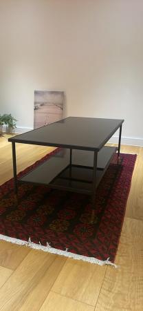 Image 2 of IKEA black glass table. 2 years old