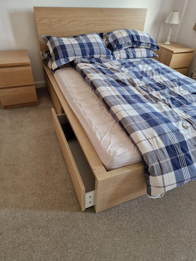 Preview of the first image of ikea malm double bed and mattress.