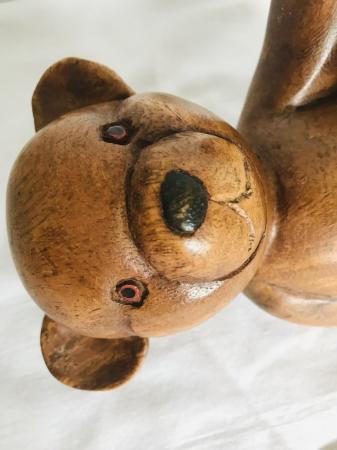 Image 1 of Carved solid wood teddy ornament