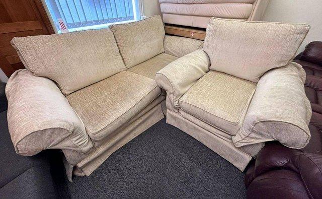 Image 1 of CREAM PONSFORDS 3 SEATER AND ARMCHAIR