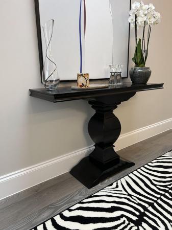 Image 2 of Italian Black lacquered calved console table