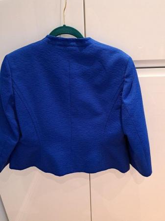 Image 2 of Ladies Royal blue jacket with three quarter length sleeves