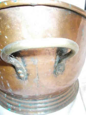 Image 5 of Old copper Sailsbury coal bucket scuttle, nice patina (D)