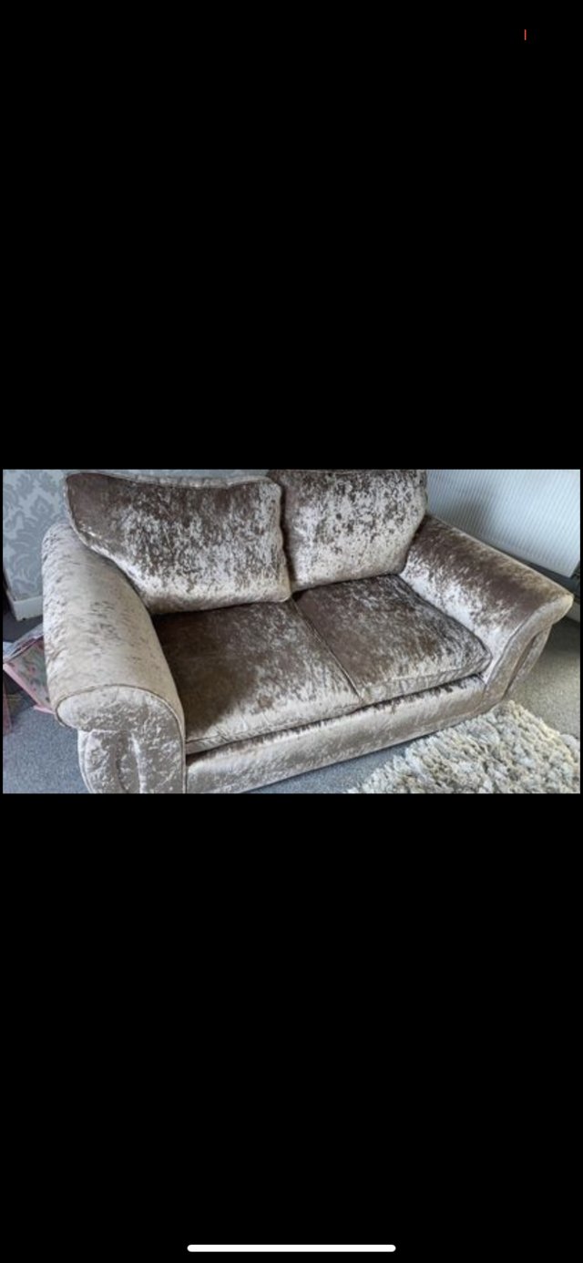 Preview of the first image of Mink velvet sofa 2 seater good condition.