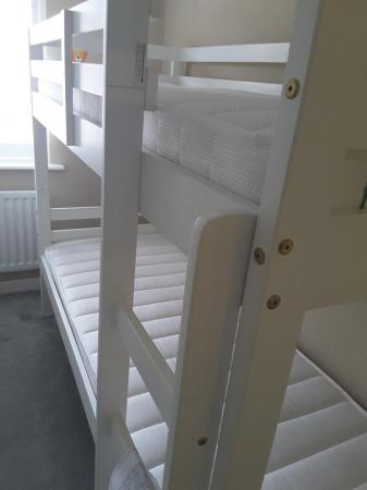 Image 2 of NEW UNUSED - Durham White Wooden Bunk Beds with Mattresses
