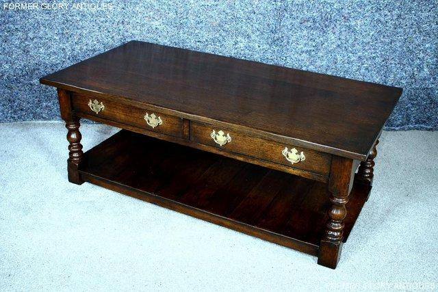 Image 61 of A TITCHMARSH & GOODWIN STYLE OAK TWO DRAWER COFFEE TEA TABLE