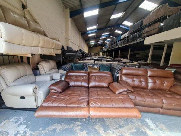 Image 9 of La-z-boy Knoxville brown leather pair of 2 seater sofas