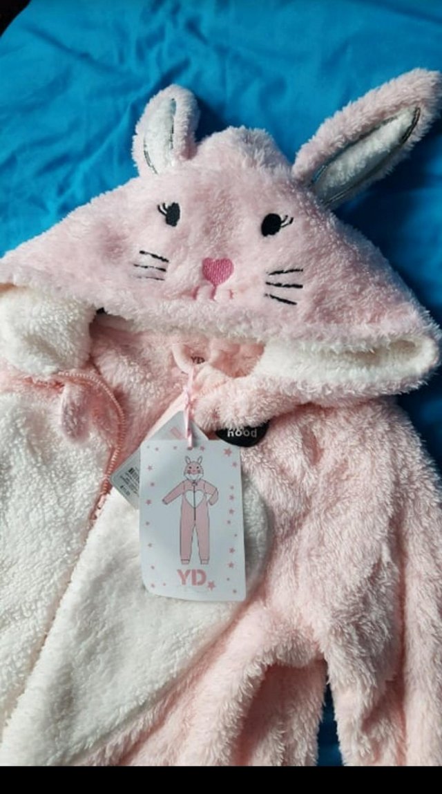 Preview of the first image of New with tags Bunny rabbit fleece onesie age 11-12 years.