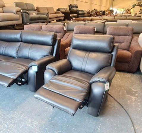 Image 6 of La-z-boy brown leather electric recliner armchair