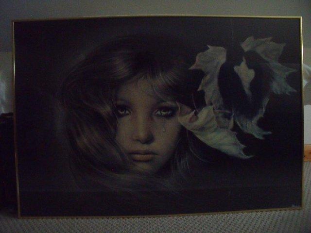 Preview of the first image of Signed Joy Laros weeping woman Verkerke poster/Nielsen frame.
