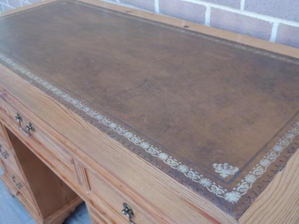 Image 19 of Welsh Pine Pedestal Desk with Leather Top (UK Delivery)