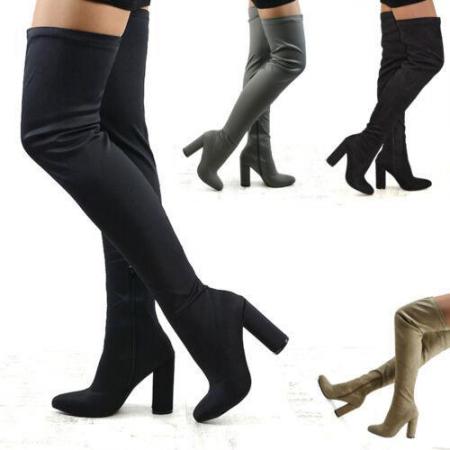 Image 1 of womens ladies thigh high boots over the knee 100% suede