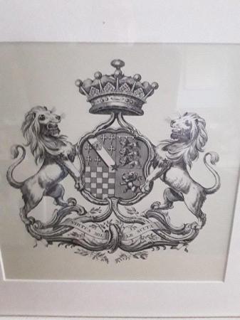 Image 1 of Framed 2 Lions Shield Picture