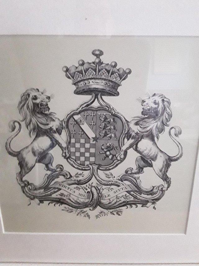 Preview of the first image of Framed 2 Lions Shield Picture.