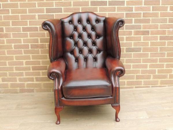 Image 2 of Luxury Queen Anne Chesterfield Wingback Armchair (UK Deliver