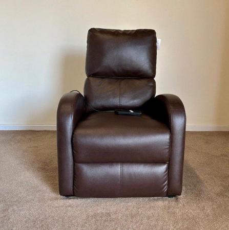 Image 4 of ELECTRIC RISER RECLINER CHAIR BROWN LEATHER CHAIR ~ DELIVERY