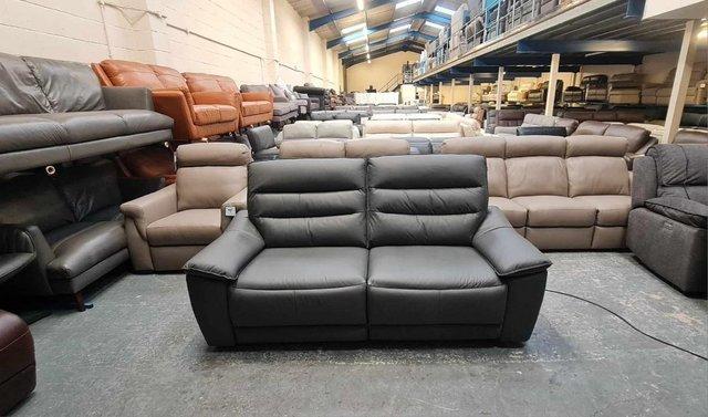 Image 12 of Carter grey leather electric recliner 3 seater sofa