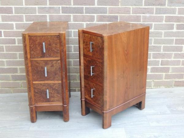 Image 13 of Pair of Antique Walnut Bedside Tables (UK Delivery)