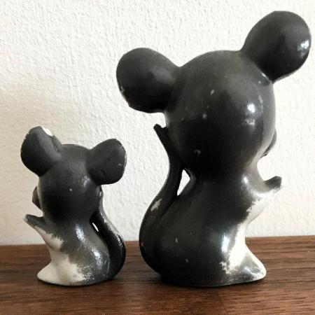 Image 3 of Vintage (1960's?) kitsch ceramic mice ornaments x 2