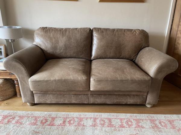 Image 1 of Large Brown Leather Sofa