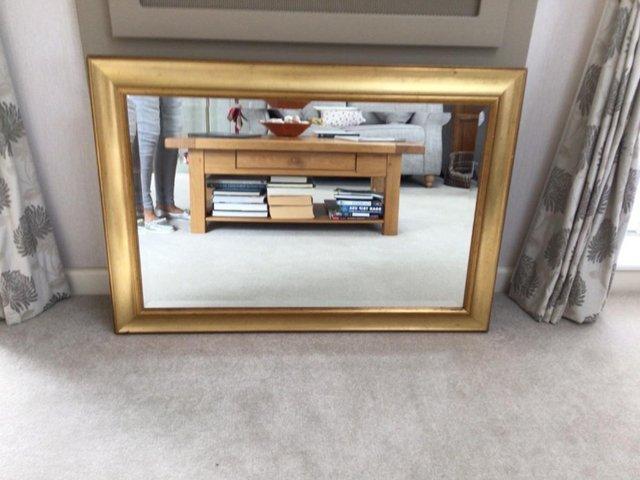 Preview of the first image of Gold framed large mirror bevelled glass.