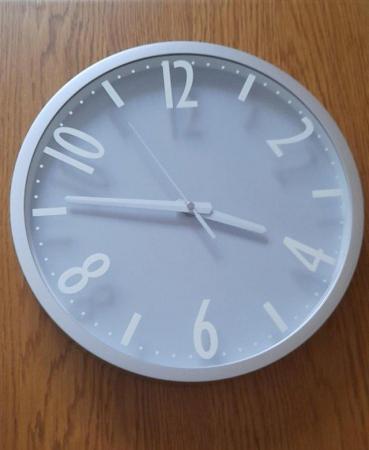 Image 1 of Smart Wall Clock, silver in colour 30cms in diameter