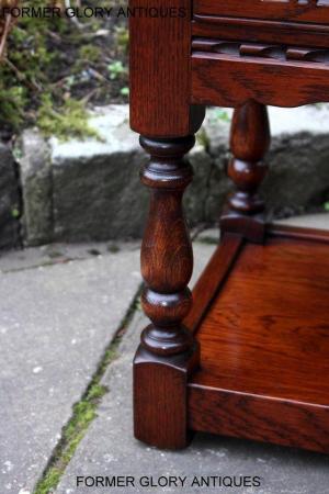 Image 65 of AN OLD CHARM TUDOR BROWN CARVED OAK BEDSIDE PHONE LAMP TABLE