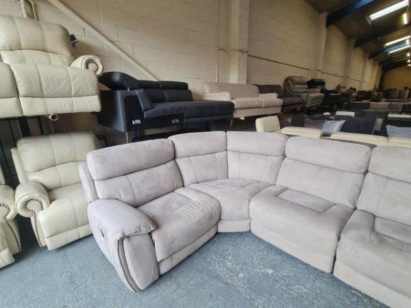 Image 3 of Radley grey velvet fabric manual recliner corner sofa