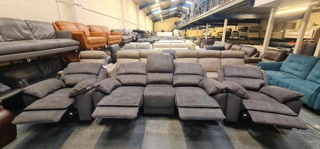 Image 5 of Goodwood grey fabric recliner 3 seater sofa and 2 armchairs