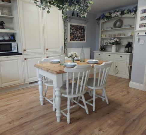 Image 1 of Vintage Pine Kitchen / Dining table & 4 chairs