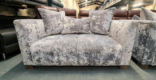 Image 7 of Sapphire Crushed Grey Plush Fabric 3+2 seater sofas