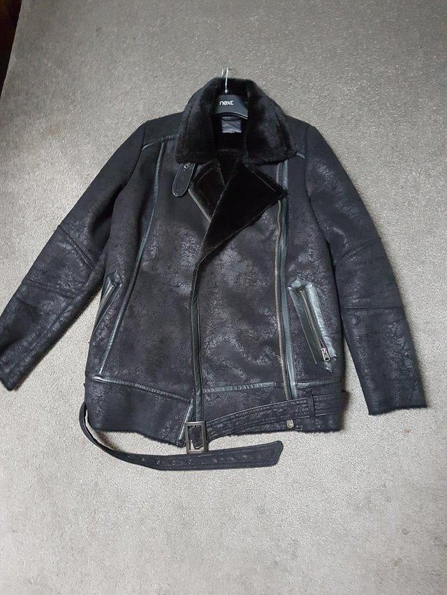 Preview of the first image of Ladies Black suede jacket size 10.