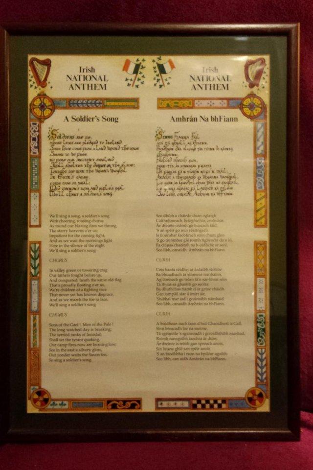 Preview of the first image of Irish National Anthem, Framed Copy fof.