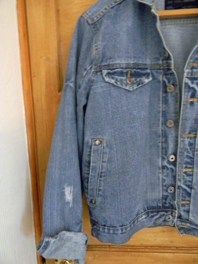Preview of the first image of men's boys as new Vintage faded denim jacket & scuffed bits.