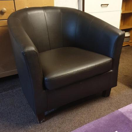 Image 1 of Brown Faux Leather Bucket Chair