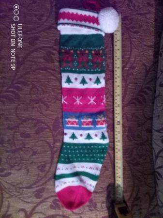 Image 1 of Knitted Christmas Stocking, Fairisle design