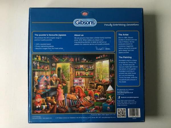 Image 2 of Gibson 1000 piece jigsaw titled Toymaker's Workshop.