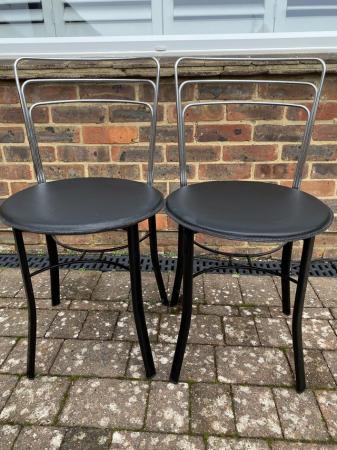 Image 1 of Stylish Pair of Italian Black Round Chrome Chairs