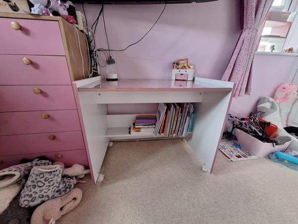 Image 2 of Pink & White single cabin bed with stairs access