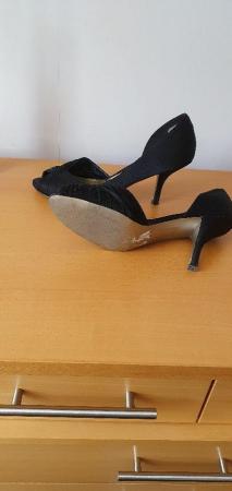 Image 2 of Ladies black heeled evening shoes. Size 6.5