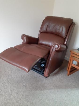 Image 2 of HSL rise and recline brown leather chair.