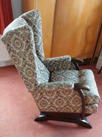 Image 2 of Wooden and Upholstered Rocking Chair