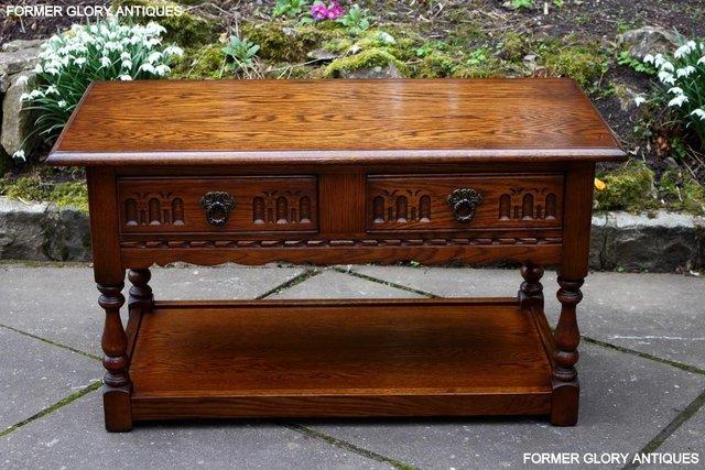 Image 1 of OLD CHARM LIGHT OAK TWO DRAWER COFFEE TABLE TV UNIT STAND
