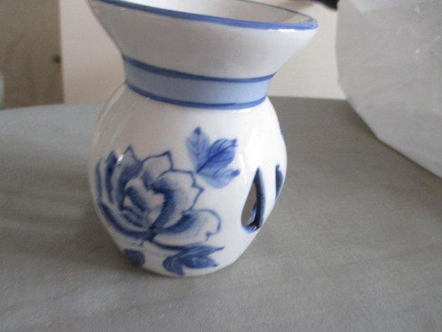 Preview of the first image of BLUE AND WHITE CANDLE BURNER  - CERAMIC.