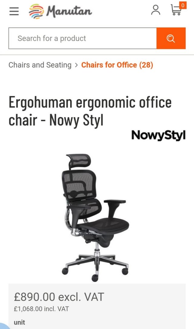Preview of the first image of Ergohuman elite office chair.