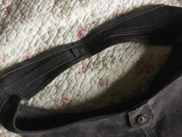 Image 15 of BORSE IN PELLE Dark Grey Suede Leather LARGE Slouch Hobo Bag