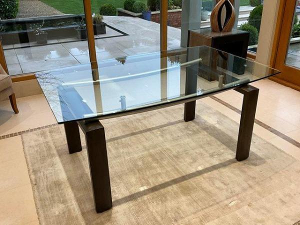 Image 1 of Glass dining table, contemporary style