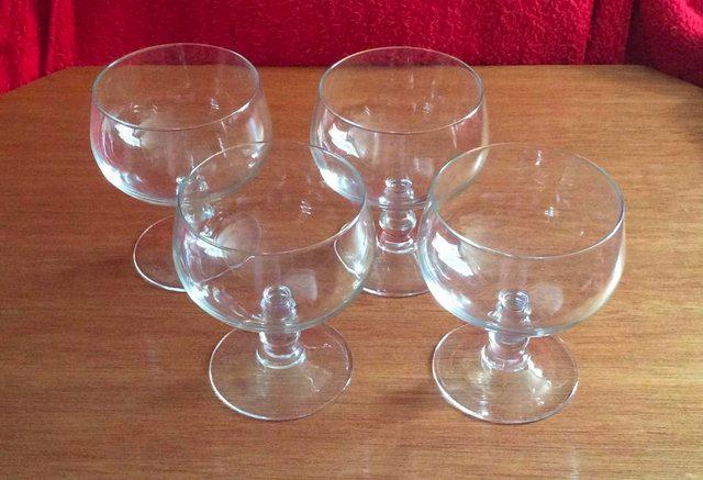 Image 1 of 4X  NEW LARGE GLASS GOBLETS FOR DESSERTS OR STARTERS